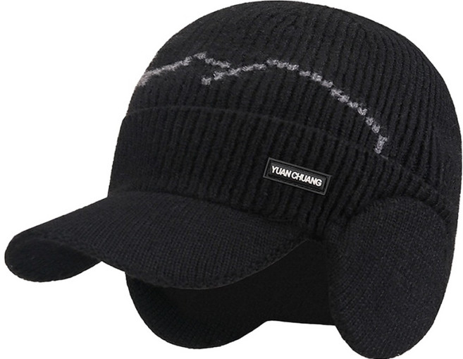 Atirel 保暖防寒耳罩針織運動帽, 黑色, 1個