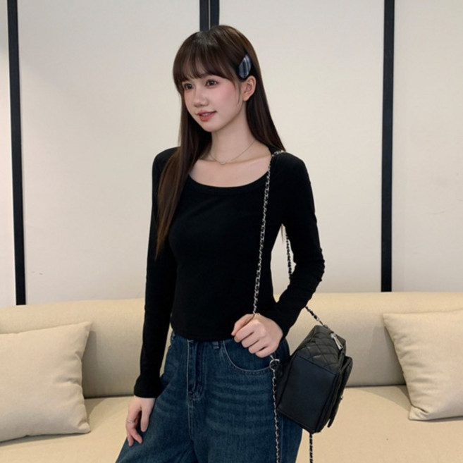 루나걸 여성용 테르키드 라운드 크롭 티셔츠 L26SPT122614