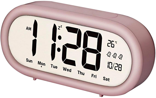 Couselect LED大螢幕溫度檢測桌面電子鬧鐘, 粉紅色