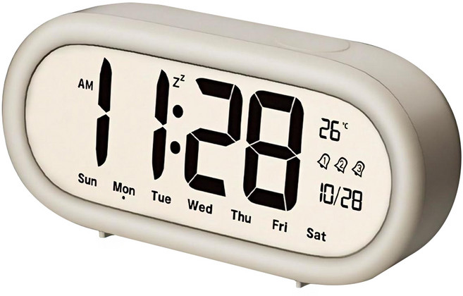 Couselect LED大螢幕溫度檢測桌面電子鬧鐘, 白色