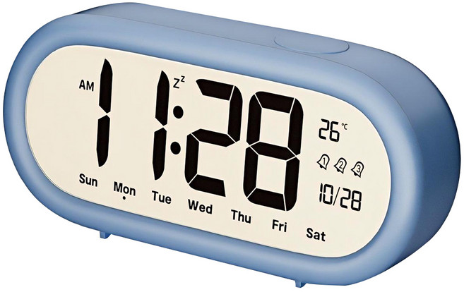 Couselect LED大螢幕溫度檢測桌面電子鬧鐘, 藍色