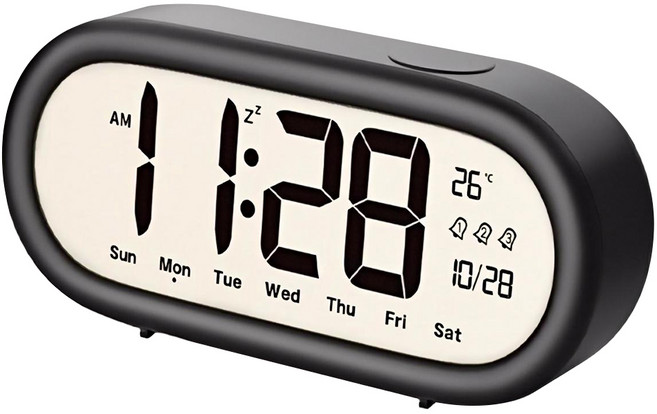 Couselect LED大螢幕溫度檢測桌面電子鬧鐘, 黑色