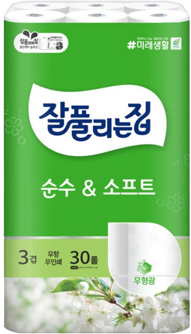 잘풀리는집 순수 앤 소프트 화장지, 25m, 1개, 30롤