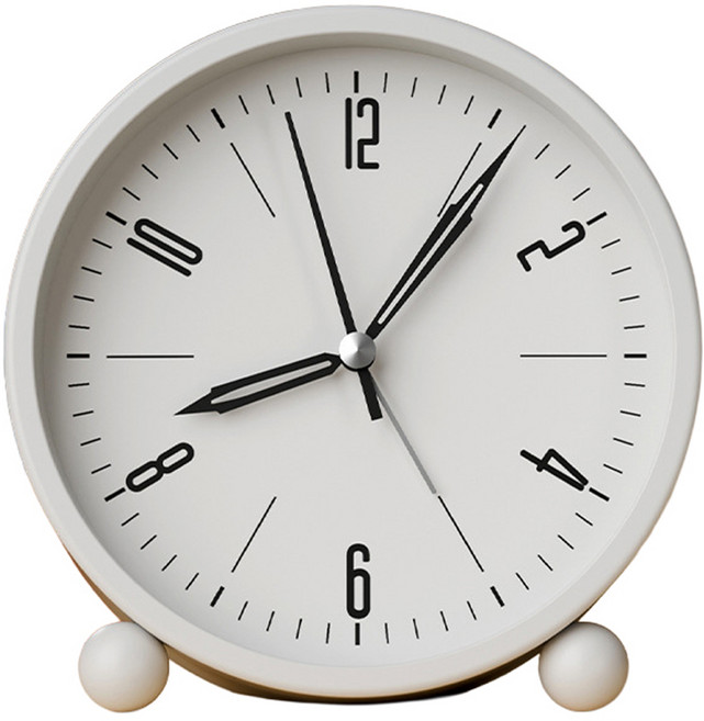 맙소샵 무소음 알람 책상 침실 미니 탁상시계 BRP2786 11.5 x 12 cm, 화이트