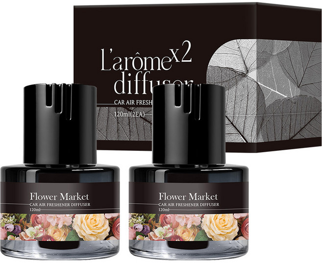 라홈 심지타입 차량용 디퓨저 120ml 2개입, 양재동꽃시장, 1세트