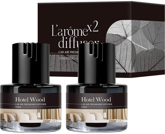 Larome 심지타입 차량용 디퓨저 120ml 2개입, 호텔우드, 1세트