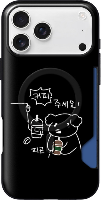 웨이브스튜디오 멍뚱이의 일상 카드 2장 맥세이프 슬림 범퍼 휴대폰 케이스