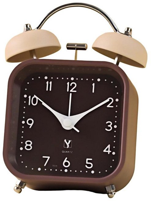 Couselect 方形多功能桌面時鐘/卧室床頭小鬧鐘 磨砂外殼設計 起床神器, 咖色