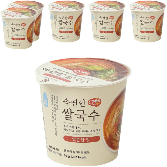 쿡시 속편한 쌀국수 얼큰한 맛, 58g, 6개