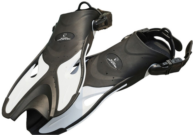 EachUnleaven Belluing 短蛙鞋 腳跟帶 潛水蛙鞋, 黑色 + 白色