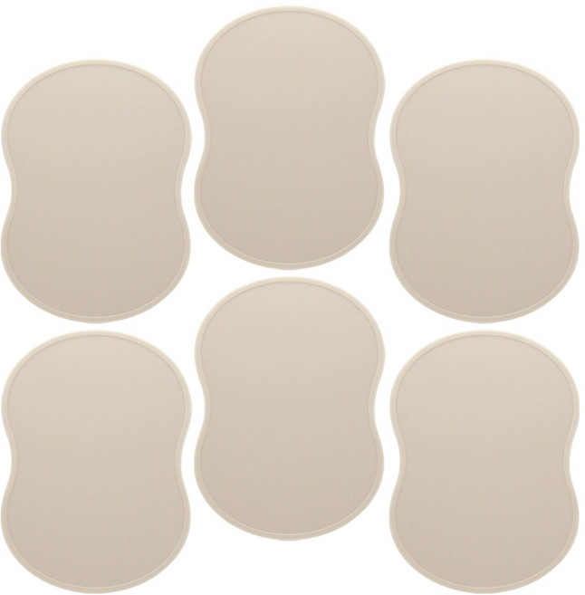 제이알 가로 세로 실리콘 수저받침, 크림, 6개