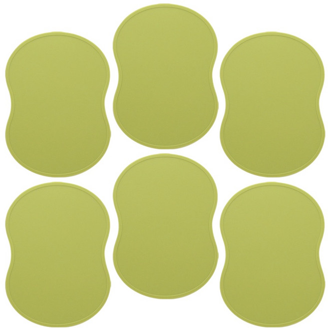 제이알 가로 세로 실리콘 수저받침, 애플그린, 6개