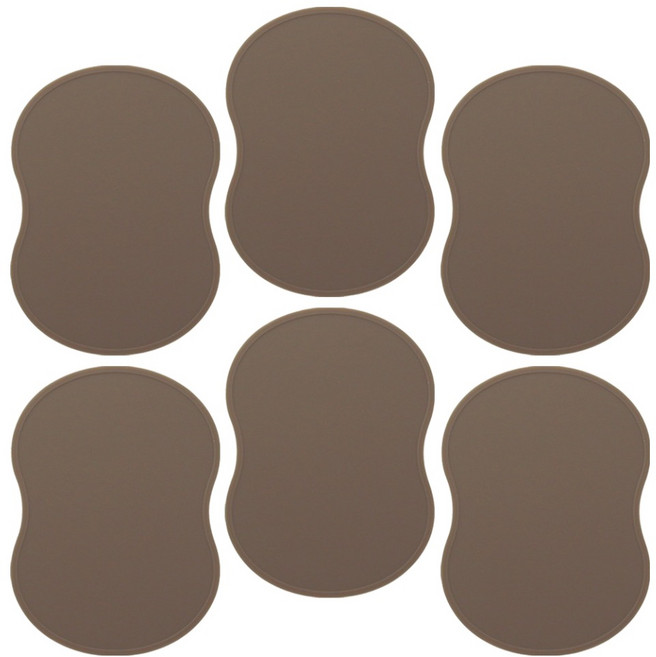 제이알 가로 세로 실리콘 수저받침, 모카, 6개