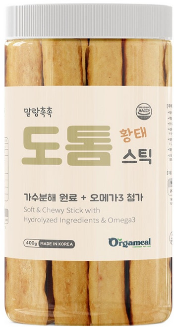 올가밀 강아지 말랑촉촉 도톰스틱, 400g, 1개, 황태