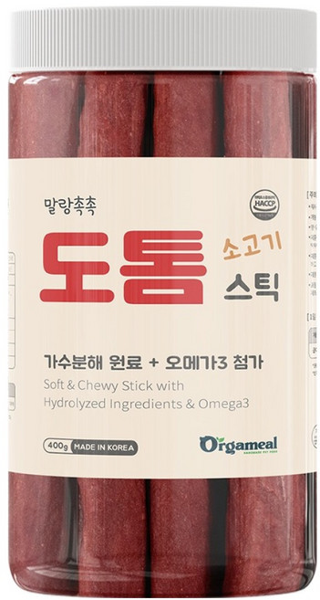 올가밀 강아지 말랑촉촉 도톰스틱, 400g, 1개, 소고기