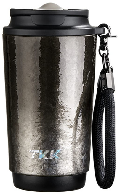 TKK 悅沁雙飲保溫咖啡杯 純鈦, 鈦黑影, 1個, 400ml