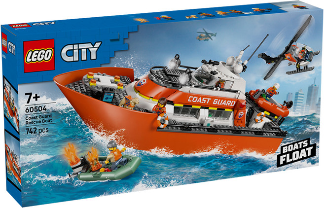 LEGO 城市系列 海岸巡防隊救援船和直升機 Coast Guard Rescue Boat & Helicopter 60504, 混和顏色, 1個