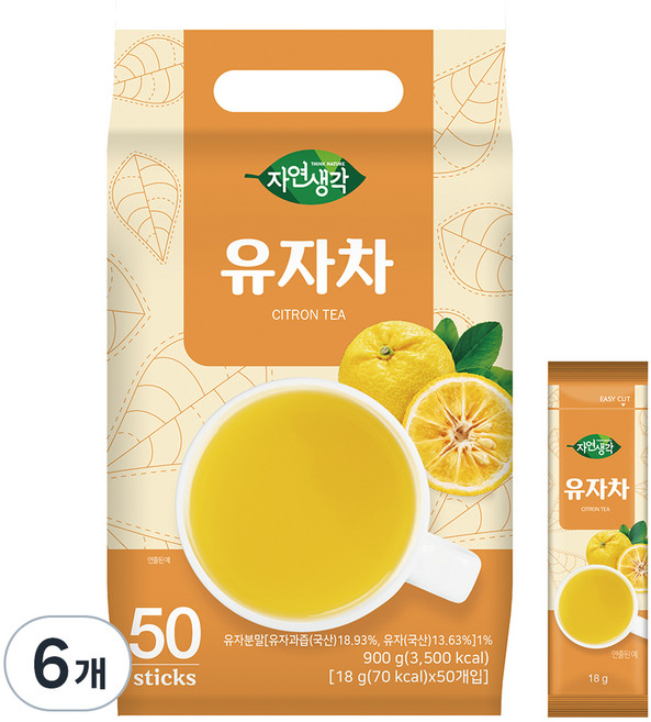 자연생각 유자차, 18g, 50개입, 6개