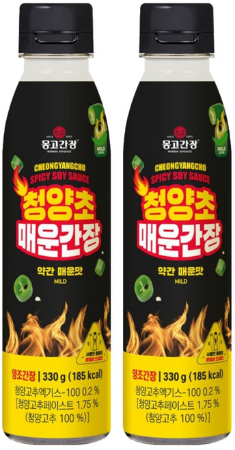 몽고간장 청양초 매운간장 약간매운맛, 330g, 2개