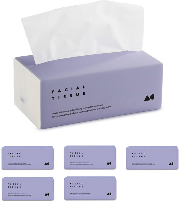 올챌린지 뽑아쓰는 바이올렛 미용티슈 2겹, 6개, 250개입