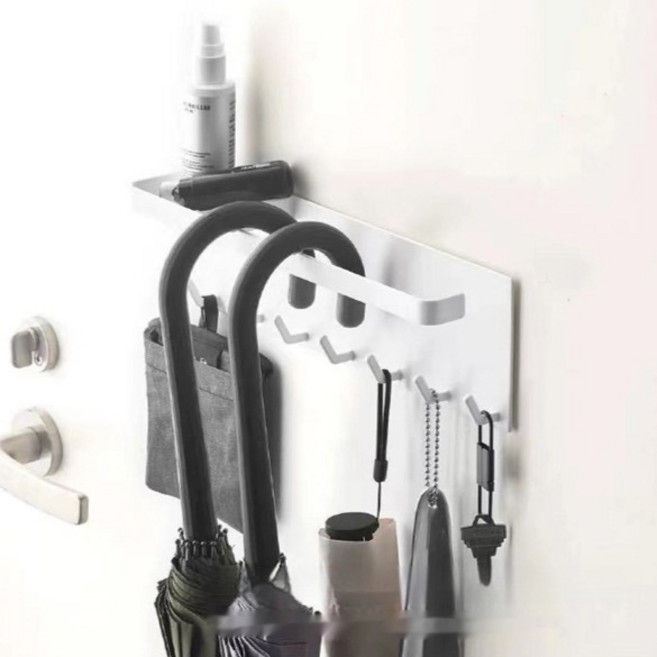 Make Mine 玄關磁吸雨傘架 免鑽孔多用途掛架, 白色, 1個