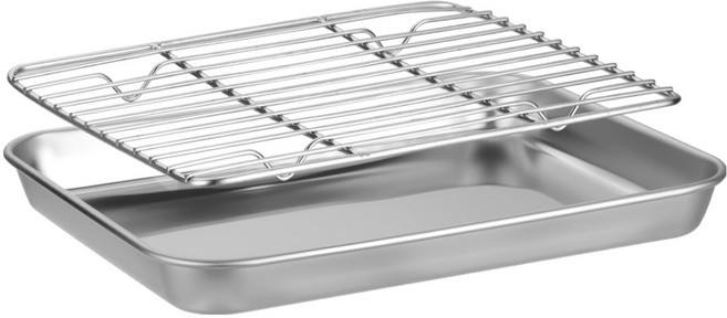 발룬피니 연마제 없는 강화 스텐 304 사각 트레이 밧드 세트, 1세트, 트레이 + 랙