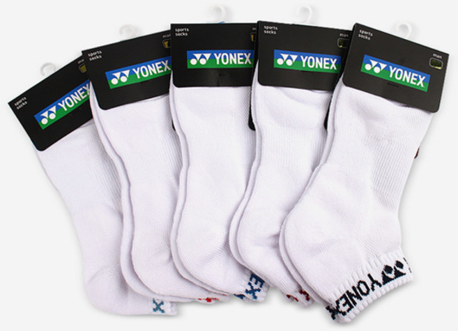 YONEX 男款短筒襪 239SN004M 5雙組, 白色, 1套