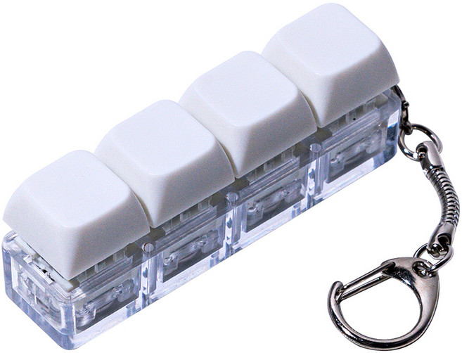 구스페리 LED 파스텔 키보드 키캡 키링 4구, 화이트, 1개