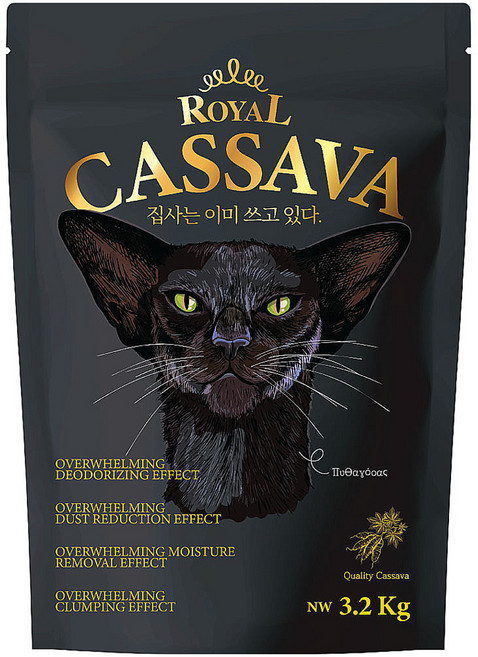 로얄 카사바 냄새먹는 고양이 모래 무향, 3.2kg, 1개