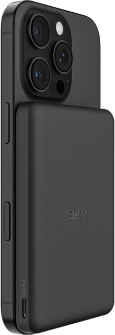 벨킨 부스트차지 초슬림 마그네틱 무선 충전 보조배터리 5000mAh C타입, 블랙, BPD010fqBK