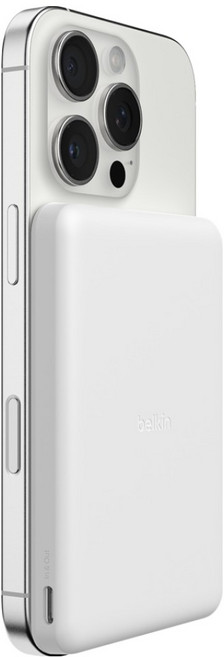 벨킨 부스트차지 초슬림 마그네틱 무선 충전 보조배터리 5000mAh C타입, 화이트, BPD010fqWH