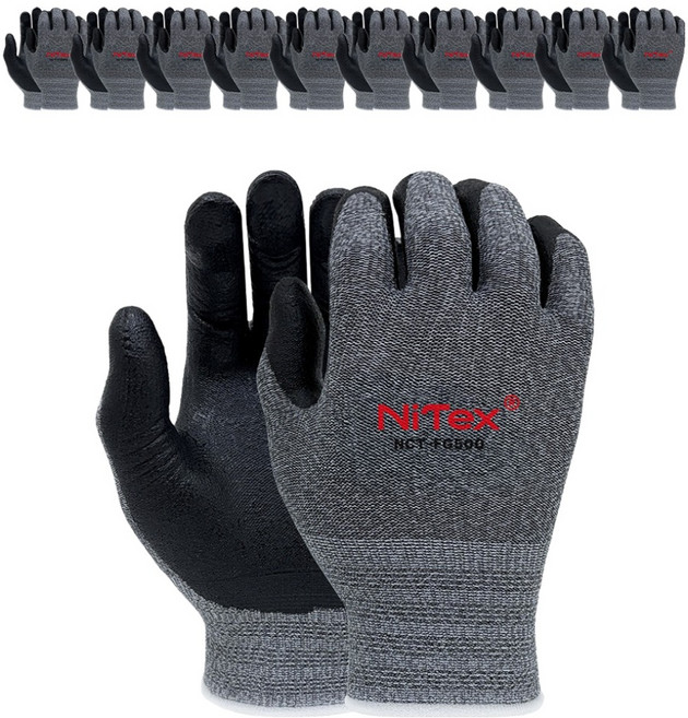 나이텍스 카본 핏 터치 다용도 작업용 NBR 폼 코팅 장갑 양손착용 세트 S NCT-FG500, 그레이, 10세트