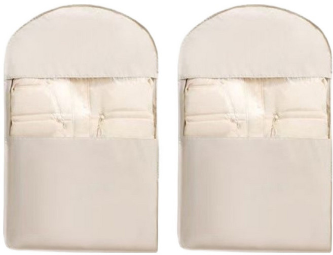 하비비 공간절약형 압축 행거 의류 커버 숏타입 오트밀, 2개, 1개입