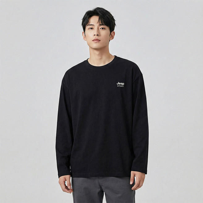 지프스피릿 남녀공용 긴소매 심플스타일 코튼 티셔츠