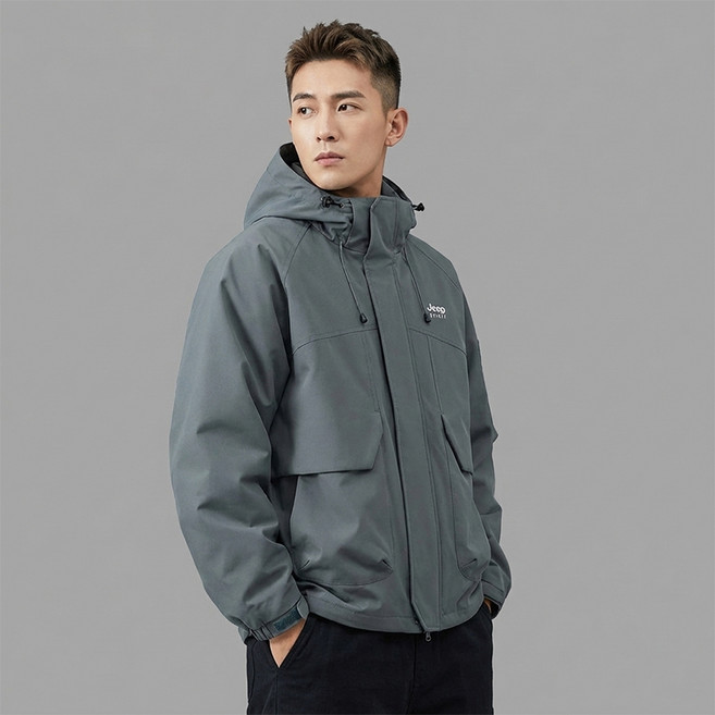 Jeep Spirit 男女通用戶外防潮機能性大口袋連帽夾克