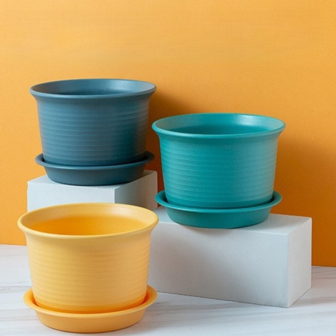 미소로운 플라스틱 화분 3종, 딥그린, 옐로우, 그린, 1개