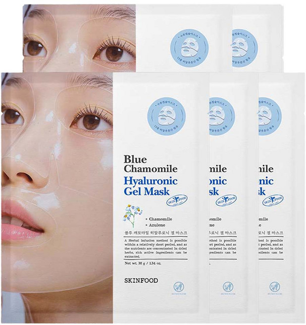 SKINFOOD 藍甘菊玻尿酸凝膠面膜, 5個, 1入