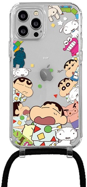 짱구 패턴 목걸이 휴대폰 케이스 + 스트랩 세트