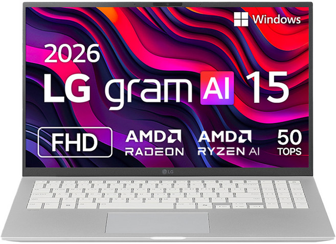 LG전자 2026 그램 AI 15 라이젠 AI 400 시리즈 방문설치, 실버, 512GB, 16GB, WIN11 Home, 15Z95U-GS5WK