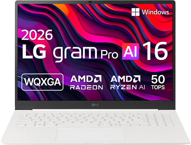 LG전자 2026 그램 Pro AI 16 라이젠 AI 400 시리즈 방문설치, 에어로미늄 화이트, 256GB, 16GB, WIN11 Home, 16Z95U-GS5CK