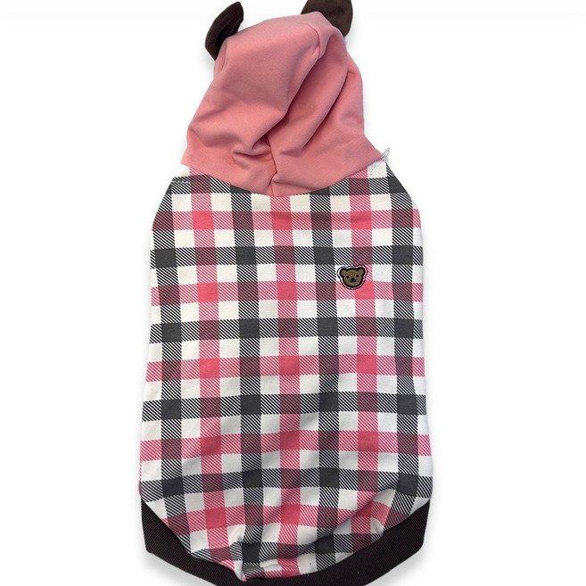 패리스독 반려동물 스몰베어 후드 티셔츠, 핑크, 1개