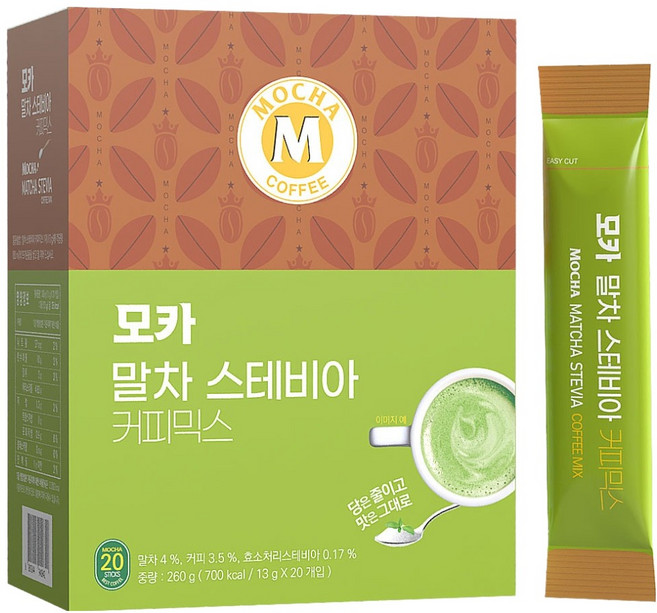 커피케이케이 모카 말차 스테비아 커피믹스, 1개, 20개입, 13g