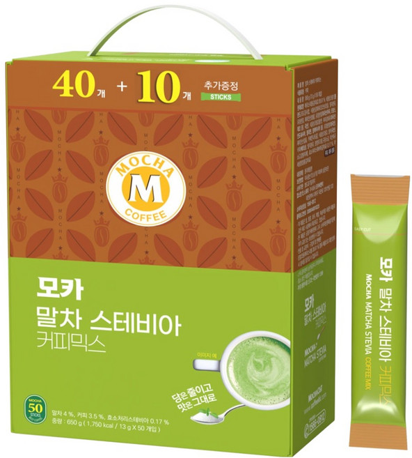모카씨엔티 모카 말차 스테비아 커피믹스, 1개, 50개입, 13g