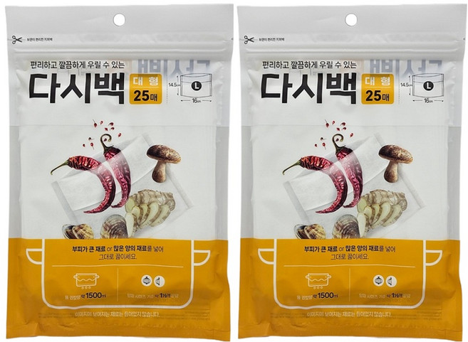 집사람 국산 일회용 다시백, 2개, 25개입, 대(L)