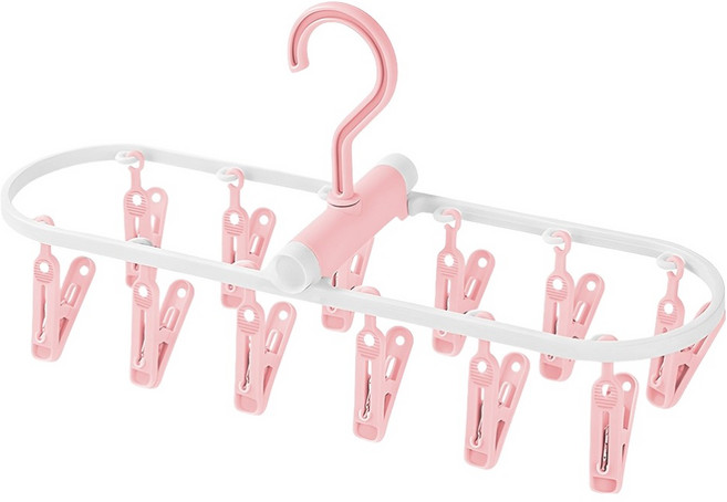월드크린 접이식 집게 양말 건조대, 핑크, 1개