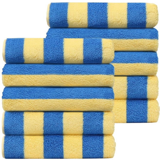 코튼리빙 콤팩트 인테리어 선염 호텔 타올 200g 40수 코마사, 스트라이프_블루라군, 10개