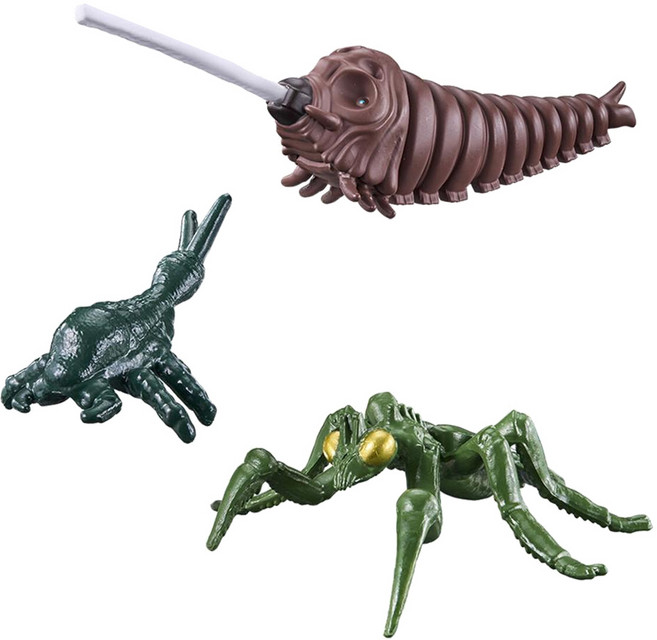 BANDAI 哥吉拉宇宙 摩斯拉幼蟲 + 卡馬奇拉斯 + 衝擊龍, 混和顏色, 1套