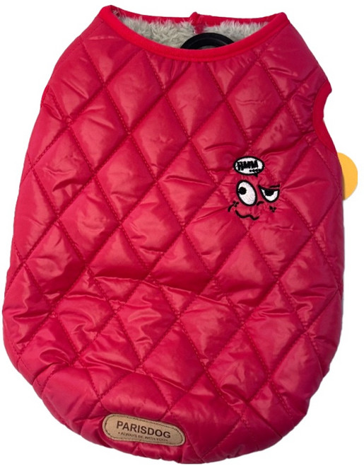 패리스독 강아지 이모션 경량 패딩, 레드, 1개
