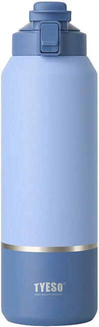 TYESO 泰碩 304不鏽鋼大容量保溫運動水壺, 拼色藍, 1個, 2L
