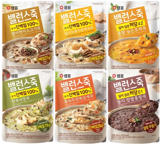 샘표 밸런스죽 6종 세트, 420g, 1세트 - 쿠팡